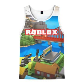 Мужская майка 3D с принтом ROBLOX в городе Новоалтайск, 100% полиэстер | круглая горловина, приталенный силуэт, длина до линии бедра. Пройма и горловина окантованы тонкой бейкой | Тематика изображения на принте: block | lego | logo | minecraft | online | oof | quest | roblocks | roblockx | roblox | studio | блок | блоки | голова | игра | игры | квест | лего | лицо | лого | логотип | майнкрафт | онлайн | роблокс | символ | студия