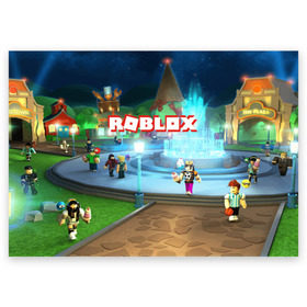 Поздравительная открытка с принтом ROBLOX в городе Новоалтайск, 100% бумага | плотность бумаги 280 г/м2, матовая, на обратной стороне линовка и место для марки
 | Тематика изображения на принте: block | lego | logo | minecraft | online | oof | quest | roblocks | roblockx | roblox | studio | блок | блоки | голова | игра | игры | квест | лего | лицо | лого | логотип | майнкрафт | онлайн | роблокс | символ | студия