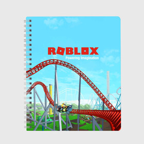 Тетрадь с принтом ROBLOX Powering Imagination в городе Новоалтайск, 100% бумага | 48 листов, плотность листов — 60 г/м2, плотность картонной обложки — 250 г/м2. Листы скреплены сбоку удобной пружинной спиралью. Уголки страниц и обложки скругленные. Цвет линий — светло-серый
 | block | lego | logo | minecraft | online | oof | quest | roblocks | roblockx | roblox | studio | блок | блоки | голова | игра | игры | квест | лего | лицо | лого | логотип | майнкрафт | онлайн | роблокс | символ | студия
