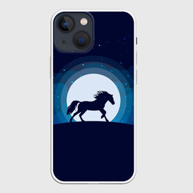 Чехол для iPhone 13 mini с принтом Лошадь под луной в городе Новоалтайск,  |  | животное | конь | лошадь | луна | ночь