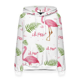 Женская толстовка 3D с принтом Lil Peep pink flamingo в городе Новоалтайск, 100% полиэстер  | двухслойный капюшон со шнурком для регулировки, мягкие манжеты на рукавах и по низу толстовки, спереди карман-кенгуру с мягким внутренним слоем. | benz truck | girls. pink | gustav hr | hip hop | lil | lil peep | peep | rap | лил | лилпип | листья | пальма | пальмы | пип | розовый | рэп | фламинго | хип хоп | эмо | эмо реп