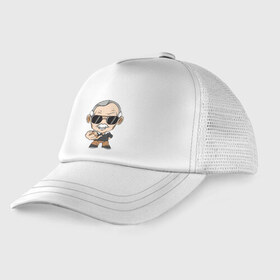 Детская кепка тракер с принтом Stan Lee в городе Новоалтайск, Козырек - 100% хлопок. Кепка - 100% полиэстер, Задняя часть - сетка | универсальный размер, пластиковая застёжка | comics | lieber | martin | marvel | stanley | актёр | ли | либер | мартин | писатель | продюсер | редактор | стэн | стэнли | сценарист | телеведущий