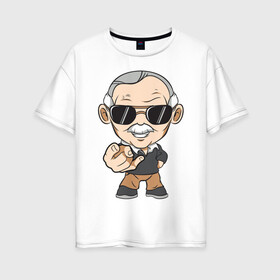 Женская футболка хлопок Oversize с принтом Stan Lee в городе Новоалтайск, 100% хлопок | свободный крой, круглый ворот, спущенный рукав, длина до линии бедер
 | comics | lieber | martin | marvel | stanley | актёр | ли | либер | мартин | писатель | продюсер | редактор | стэн | стэнли | сценарист | телеведущий
