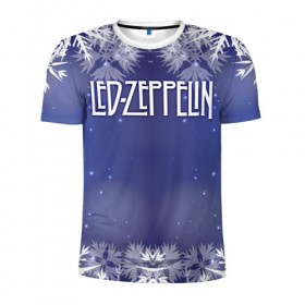 Мужская футболка 3D спортивная с принтом Новогодний Led Zeppelin в городе Новоалтайск, 100% полиэстер с улучшенными характеристиками | приталенный силуэт, круглая горловина, широкие плечи, сужается к линии бедра | 