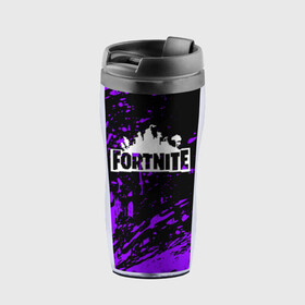 Термокружка-непроливайка с принтом FORTNITE в городе Новоалтайск, внутренняя часть — пищевой пластик, наружная часть — прозрачный пластик, между ними — полиграфическая вставка с рисунком | объем — 350 мл, герметичная крышка | Тематика изображения на принте: 2019 | armor | armour | cybersport | esport | fortnite | game | llama | logo | броня | игра | киберспорт | лама | симулятор строительства | строительство | фиолетовый | фирменные цвета | фортнайт