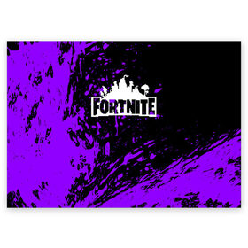 Поздравительная открытка с принтом FORTNITE в городе Новоалтайск, 100% бумага | плотность бумаги 280 г/м2, матовая, на обратной стороне линовка и место для марки
 | 2019 | armor | armour | cybersport | esport | fortnite | game | llama | logo | броня | игра | киберспорт | лама | симулятор строительства | строительство | фиолетовый | фирменные цвета | фортнайт