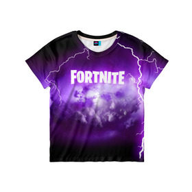 Детская футболка 3D с принтом FORTNITE в городе Новоалтайск, 100% гипоаллергенный полиэфир | прямой крой, круглый вырез горловины, длина до линии бедер, чуть спущенное плечо, ткань немного тянется | 2019 | armor | armour | battle royale | cybersport | esport | fortnite | game | llama | logo | батл роял | батл рояль | броня | вспышка | игра | киберспорт | лама | молния | разряд | симулятор строительства | строительство | фиолетовый | фи