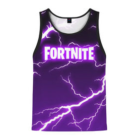 Мужская майка 3D с принтом FORTNITE STORM в городе Новоалтайск, 100% полиэстер | круглая горловина, приталенный силуэт, длина до линии бедра. Пройма и горловина окантованы тонкой бейкой | 2019 | armor | armour | battle royale | cybersport | esport | fortnite | game | llama | logo | storm | батл рояль | броня | буря | игра | киберспорт | лама | молнии | молния | разряд | симулятор строительства | строительство | ток | фиолето