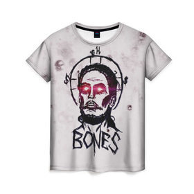 Женская футболка 3D с принтом BONES Sesh Team в городе Новоалтайск, 100% полиэфир ( синтетическое хлопкоподобное полотно) | прямой крой, круглый вырез горловины, длина до линии бедер | bones | elmo kennedy | hip hop | rap | rapper | scream | sesh | skull | кости | костя | рэп | рэпер | сеш | скрим | сэш | хип хоп | череп | элмо кеннеди