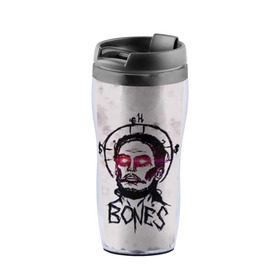 Термокружка-непроливайка с принтом BONES Sesh Team в городе Новоалтайск, внутренняя часть — пищевой пластик, наружная часть — прозрачный пластик, между ними — полиграфическая вставка с рисунком | объем — 350 мл, герметичная крышка | Тематика изображения на принте: bones | elmo kennedy | hip hop | rap | rapper | scream | sesh | skull | кости | костя | рэп | рэпер | сеш | скрим | сэш | хип хоп | череп | элмо кеннеди