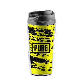Термокружка-непроливайка с принтом PUBG в городе Новоалтайск, внутренняя часть — пищевой пластик, наружная часть — прозрачный пластик, между ними — полиграфическая вставка с рисунком | объем — 350 мл, герметичная крышка | Тематика изображения на принте: action | battlegrounds | chiken | game | online | playerunknown’s | pubg | игры | курица | наемники | пабг | пубг | сковорода | солдаты | шутер