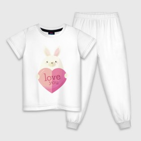 Детская пижама хлопок с принтом Милый зайчик love you в городе Новоалтайск, 100% хлопок |  брюки и футболка прямого кроя, без карманов, на брюках мягкая резинка на поясе и по низу штанин
 | iloveyou | love | влюбленным | деньвлюбленных | зайчик | заяц | кролик | люблю | люблютебя | любовь | милая | милота | милый | нежность | признанеивлюбвю | признание | пушистый | сердечко | сердце