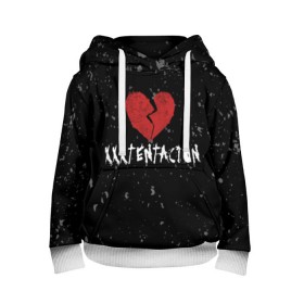 Детская толстовка 3D с принтом XXXTentacion Red Broken Heart в городе Новоалтайск, 100% полиэстер | двухслойный капюшон со шнурком для регулировки, мягкие манжеты на рукавах и по низу толстовки, спереди карман-кенгуру с мягким внутренним слоем | Тематика изображения на принте: broken | dead | heart | king | legend | music | rap | rapper | red | revenge | rip | xtentation | xxtennation | xxx | xxxtentacion | красное | мертв | музыка | память | разбитое | репер | рип | рэп | сердце | тентасьон | умер