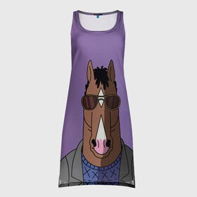 Платье-майка 3D с принтом БоДжек в городе Новоалтайск, 100% полиэстер | полуприлегающий силуэт, широкие бретели, круглый вырез горловины, удлиненный подол сзади. | bojack | horseman | боджек | конь | очки