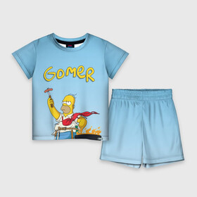 Детский костюм с шортами 3D с принтом Гомер в городе Новоалтайск,  |  | gomer | simpsons | барбекю | гомер | симпсон