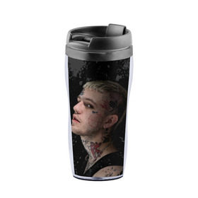 Термокружка-непроливайка с принтом Lil Peep в городе Новоалтайск, внутренняя часть — пищевой пластик, наружная часть — прозрачный пластик, между ними — полиграфическая вставка с рисунком | объем — 350 мл, герметичная крышка | Тематика изображения на принте: broken | dead | heart | lil | lil peep | lilpeep | music | peep | pump | rap | rapper | red | rip | густав | красное | лил | лил пип | лилпип | мертв | память | пип | разбитое | рип | рэп | рэпер | сердечко | сердце | умер | эмо