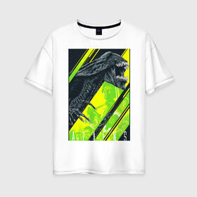 Женская футболка хлопок Oversize с принтом Чужой alien в городе Новоалтайск, 100% хлопок | свободный крой, круглый ворот, спущенный рукав, длина до линии бедер
 | alien | horror | инопланитянин | космос | нло | ужасы | хищник | чужие | чужой