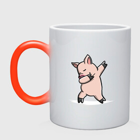 Кружка хамелеон с принтом DAB Pig в городе Новоалтайск, керамика | меняет цвет при нагревании, емкость 330 мл | Тематика изображения на принте: 2019 | дед мороз | дом | елка | желание | животные | зима | кабан | милый | мороз | настроение | новый год | пеппа | подарок | позитив | поросенок | праздник | радость | рождество | салют | санта клаус