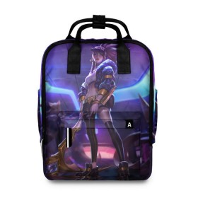 Женский рюкзак 3D с принтом Akali. KDA в городе Новоалтайск, 100% полиэстер | лямки с регулируемой длиной, сверху ручки, чтобы рюкзак нести как сумку. Основное отделение закрывается на молнию, как и внешний карман. Внутри два дополнительных кармана, один из которых закрывается на молнию. По бокам два дополнительных кармашка, куда поместится маленькая бутылочка
 | akali | game | kda | killer | legends | legue | legueoflegends | lol | акали | вольная | игра | легенд | лига | лигалегенд | лол