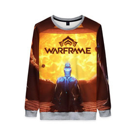 Женский свитшот 3D с принтом Warframe в городе Новоалтайск, 100% полиэстер с мягким внутренним слоем | круглый вырез горловины, мягкая резинка на манжетах и поясе, свободная посадка по фигуре | бумеранг | коса | мечь | нож | оружие | перчатки | пистолет | топор | шутер | экзоскелет