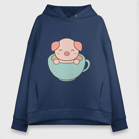 Женское худи Oversize хлопок с принтом Cup of Pig в городе Новоалтайск, френч-терри — 70% хлопок, 30% полиэстер. Мягкий теплый начес внутри —100% хлопок | боковые карманы, эластичные манжеты и нижняя кромка, капюшон на магнитной кнопке | 2019 | дед мороз | дом | елка | желание | животные | зима | кабан | милый | мороз | настроение | новый год | пеппа | подарок | позитив | поросенок | праздник | радость | рождество | салют | санта клаус