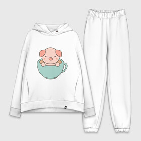 Женский костюм хлопок Oversize с принтом Cup of Pig в городе Новоалтайск,  |  | 2019 | дед мороз | дом | елка | желание | животные | зима | кабан | милый | мороз | настроение | новый год | пеппа | подарок | позитив | поросенок | праздник | радость | рождество | салют | санта клаус