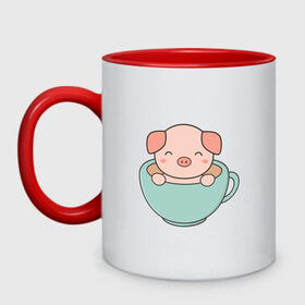 Кружка двухцветная с принтом Cup of Pig в городе Новоалтайск, керамика | объем — 330 мл, диаметр — 80 мм. Цветная ручка и кайма сверху, в некоторых цветах — вся внутренняя часть | Тематика изображения на принте: 2019 | дед мороз | дом | елка | желание | животные | зима | кабан | милый | мороз | настроение | новый год | пеппа | подарок | позитив | поросенок | праздник | радость | рождество | салют | санта клаус