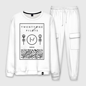 Мужской костюм хлопок с принтом Twenty One Pilots в городе Новоалтайск, 100% хлопок | на свитшоте круглая горловина, мягкая резинка по низу. Брюки заужены к низу, на них два вида карманов: два “обычных” по бокам и два объемных, с клапанами, расположенные ниже линии бедра. Брюки с мягкой трикотажной резинкой на поясе и по низу штанин. В поясе для дополнительного комфорта — широкие завязки | 21 pilots | blurryface | top | trench | twenty one pilots | twentyonepilots | джош дан | тайлер джозеф