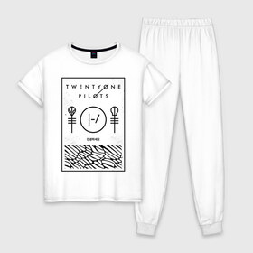 Женская пижама хлопок с принтом Twenty One Pilots в городе Новоалтайск, 100% хлопок | брюки и футболка прямого кроя, без карманов, на брюках мягкая резинка на поясе и по низу штанин | 21 pilots | blurryface | top | trench | twenty one pilots | twentyonepilots | джош дан | тайлер джозеф