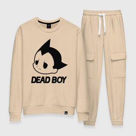 Женский костюм хлопок с принтом DEAD BOY \ BONES в городе Новоалтайск, 100% хлопок | на свитшоте круглая горловина, мягкая резинка по низу. Брюки заужены к низу, на них два вида карманов: два 