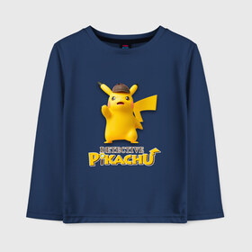 Детский лонгслив хлопок с принтом Detetive Pikachu в городе Новоалтайск, 100% хлопок | круглый вырез горловины, полуприлегающий силуэт, длина до линии бедер | detective | picachu | pokemon | детектив | пикачу | покемон