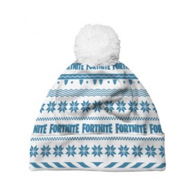 Шапка 3D c помпоном с принтом Новогодний Fortnite в городе Новоалтайск, 100% полиэстер | универсальный размер, печать по всей поверхности изделия | 