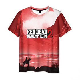 Мужская футболка 3D с принтом RED DEAD REDEMPTION в городе Новоалтайск, 100% полиэфир | прямой крой, круглый вырез горловины, длина до линии бедер | 