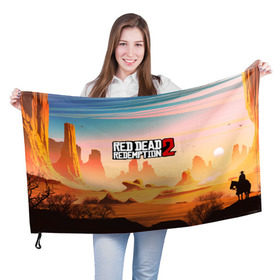 Флаг 3D с принтом Red Dead Redemption в городе Новоалтайск, 100% полиэстер | плотность ткани — 95 г/м2, размер — 67 х 109 см. Принт наносится с одной стороны | game | red dead | red dead redemption 2 | redemption 2 | rockstar games | бандиты | дикий запад | игры | ковбои | оружие