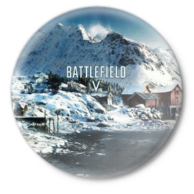 Значок с принтом BATTLEFIELD в городе Новоалтайск,  металл | круглая форма, металлическая застежка в виде булавки | Тематика изображения на принте: action | battlefield | battlefield 5 | battlefield v | dice | electronic arts | game | war | world war | война | вторая мировая | игры | солдат | солдаты | шутер