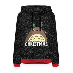 Женская толстовка 3D с принтом Totoro Christmas в городе Новоалтайск, 100% полиэстер  | двухслойный капюшон со шнурком для регулировки, мягкие манжеты на рукавах и по низу толстовки, спереди карман-кенгуру с мягким внутренним слоем. | anime | christmas | moon | myneighbortotoro | night | totoro | xmas | аниме | канта | кодомо | котобус | кусакабэ | мэй | рождество | сусуватари | тацуо | тоторо | хаяомиядзаки | ясуко
