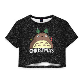 Женская футболка 3D укороченная с принтом Totoro Christmas в городе Новоалтайск, 100% полиэстер | круглая горловина, длина футболки до линии талии, рукава с отворотами | anime | christmas | moon | myneighbortotoro | night | totoro | xmas | аниме | канта | кодомо | котобус | кусакабэ | мэй | рождество | сусуватари | тацуо | тоторо | хаяомиядзаки | ясуко