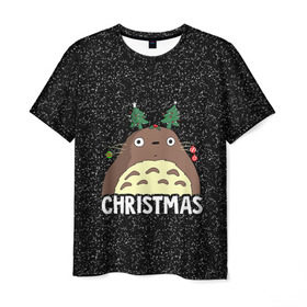 Мужская футболка 3D с принтом Totoro Christmas в городе Новоалтайск, 100% полиэфир | прямой крой, круглый вырез горловины, длина до линии бедер | anime | christmas | moon | myneighbortotoro | night | totoro | xmas | аниме | канта | кодомо | котобус | кусакабэ | мэй | рождество | сусуватари | тацуо | тоторо | хаяомиядзаки | ясуко