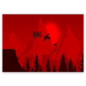 Поздравительная открытка с принтом PUBG в городе Новоалтайск, 100% бумага | плотность бумаги 280 г/м2, матовая, на обратной стороне линовка и место для марки
 | action | battlegrounds | chiken | game | online | playerunknown’s | pubg | игры | курица | наемники | пабг | пубг | сковорода | солдаты | шутер