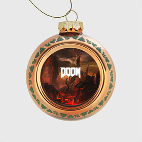 Стеклянный ёлочный шар с принтом DOOM в городе Новоалтайск, Стекло | Диаметр: 80 мм | demon | devil | doom | doom vfr | evil | game | mars | red | демон | дум | игры | космос | красная планета | марс | пришельцы