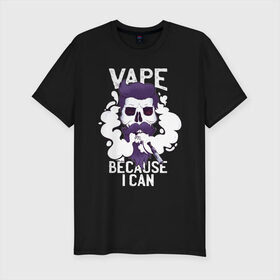 Мужская футболка премиум с принтом Vape в городе Новоалтайск, 92% хлопок, 8% лайкра | приталенный силуэт, круглый вырез ворота, длина до линии бедра, короткий рукав | vape | вейп | вейпер | вейперы | вейпинг | череп