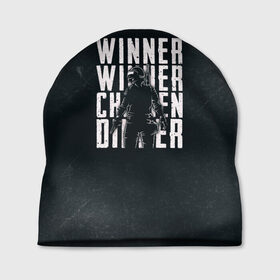 Шапка 3D с принтом WINNER WINNER chicken dinner в городе Новоалтайск, 100% полиэстер | универсальный размер, печать по всей поверхности изделия | Тематика изображения на принте: chicken | dinner | playerunknown’s battlegrounds | pochinki | pubg | rozhok | winner | батлграунд | игра | королевская битва | пабг | плеер | починки | пубг | сосновка | ункновн | шутер