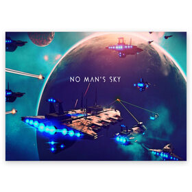 Поздравительная открытка с принтом NO MANS SKY в городе Новоалтайск, 100% бумага | плотность бумаги 280 г/м2, матовая, на обратной стороне линовка и место для марки
 | game | hill | hills | mounatin | mounatins | nms | no mans sky | planet | rock | rocks | sky | snow | space | winter | игры | планеты