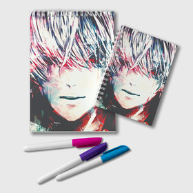 Блокнот с принтом Kaneki Ken Tokyo Ghoul в городе Новоалтайск, 100% бумага | 48 листов, плотность листов — 60 г/м2, плотность картонной обложки — 250 г/м2. Листы скреплены удобной пружинной спиралью. Цвет линий — светло-серый
 | centipede | dragon | eyepatch | ken kaneki | one eyed king | the black reaper | tokyo ghoul | tokyo kushu | toukyou ghoul | toukyou kushu | кэн канэки | токийский гуль | токийский монстр