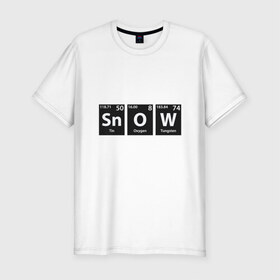 Мужская футболка премиум с принтом Snow в городе Новоалтайск, 92% хлопок, 8% лайкра | приталенный силуэт, круглый вырез ворота, длина до линии бедра, короткий рукав | 2019 | дед мороз | дом | елка | желание | животные | зима | кабан | милый | мороз | настроение | новый год | пеппа | подарок | позитив | поросенок | праздник | радость | рождество | санта клаус | свинка