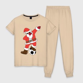 Женская пижама хлопок с принтом DAB Santa в городе Новоалтайск, 100% хлопок | брюки и футболка прямого кроя, без карманов, на брюках мягкая резинка на поясе и по низу штанин | 2019 | дед мороз | дом | елка | желание | животные | зима | кабан | милый | мороз | настроение | новый год | пеппа | подарок | позитив | поросенок | праздник | радость | рождество | санта клаус | свинка