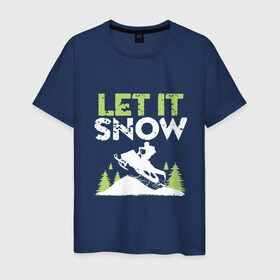 Мужская футболка хлопок с принтом Let It Snow в городе Новоалтайск, 100% хлопок | прямой крой, круглый вырез горловины, длина до линии бедер, слегка спущенное плечо. | 2019 | дед мороз | дом | елка | желание | животные | зима | кабан | милый | мороз | настроение | новый год | пеппа | подарок | позитив | поросенок | праздник | радость | рождество | санта клаус | свинка