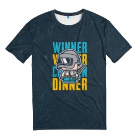 Мужская футболка 3D с принтом WINNER WINNER chicken dinner в городе Новоалтайск, 100% полиэфир | прямой крой, круглый вырез горловины, длина до линии бедер | Тематика изображения на принте: chicken | dinner | playerunknown’s battlegrounds | pochinki | pubg | rozhok | winner | батлграунд | игра | королевская битва | пабг | плеер | починки | пубг | сосновка | ункновн | шутер