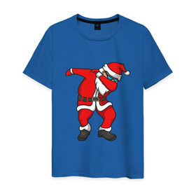 Мужская футболка хлопок с принтом Dabbing Santa в городе Новоалтайск, 100% хлопок | прямой крой, круглый вырез горловины, длина до линии бедер, слегка спущенное плечо. | 