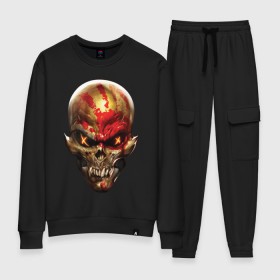 Женский костюм хлопок с принтом Five Finger Death Punch в городе Новоалтайск, 100% хлопок | на свитшоте круглая горловина, мягкая резинка по низу. Брюки заужены к низу, на них два вида карманов: два 